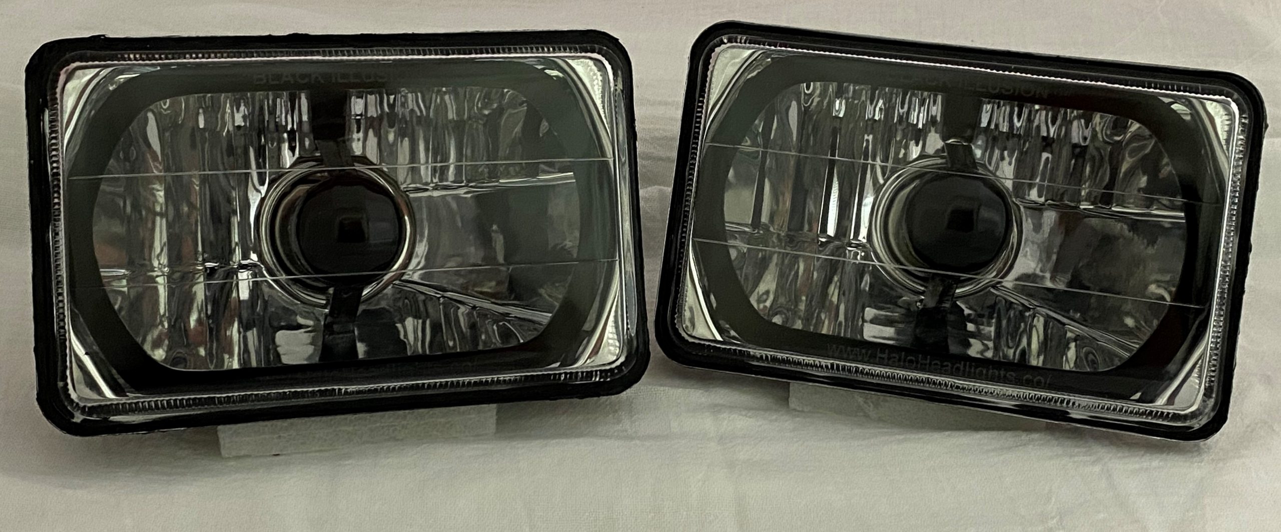 One Pair of 6x7 Inch Rectangle Elite Diamond No Halo Black illusion™ Headlights with Clear Halogen Bulbs - Image 8