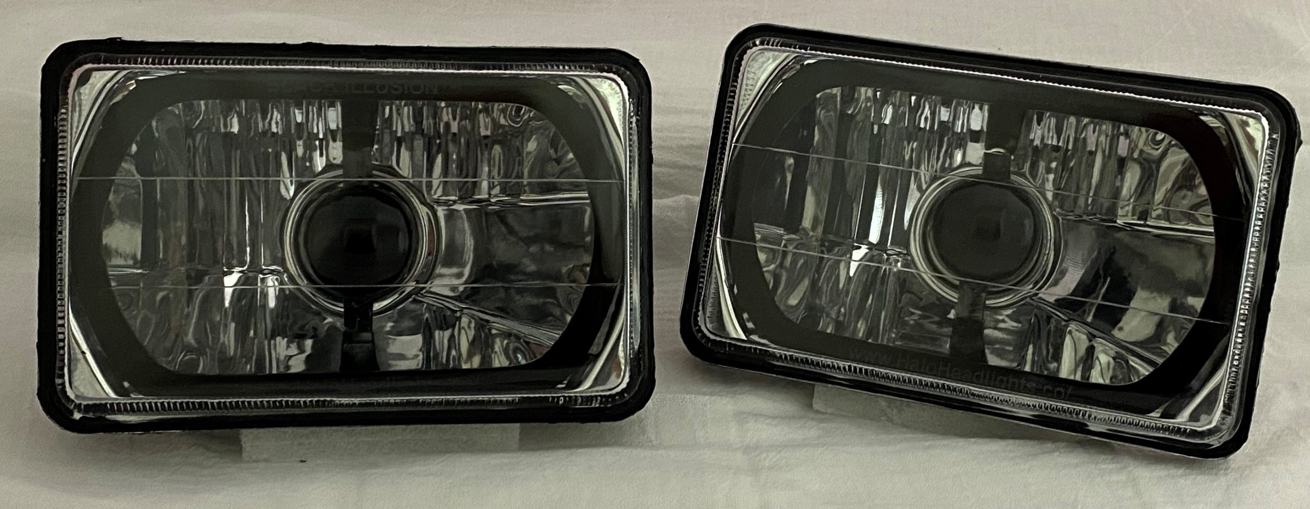 One Pair of 6x7 Inch Rectangle Elite Diamond No Halo Black illusion™ Headlights with Clear Halogen Bulbs - Image 9
