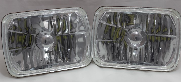 One Pair of 6x7 Inch Rectangle Elite Diamond No Halo Headlights with NovaStar GX LED Bulbs