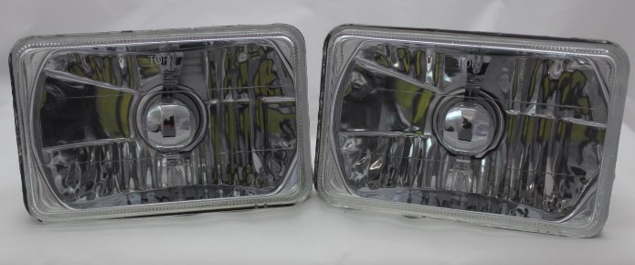 One Pair of 4x6 Inch Rectangle Elite Diamond No Halo Headlights with NovaStar Gx LED Bulbs