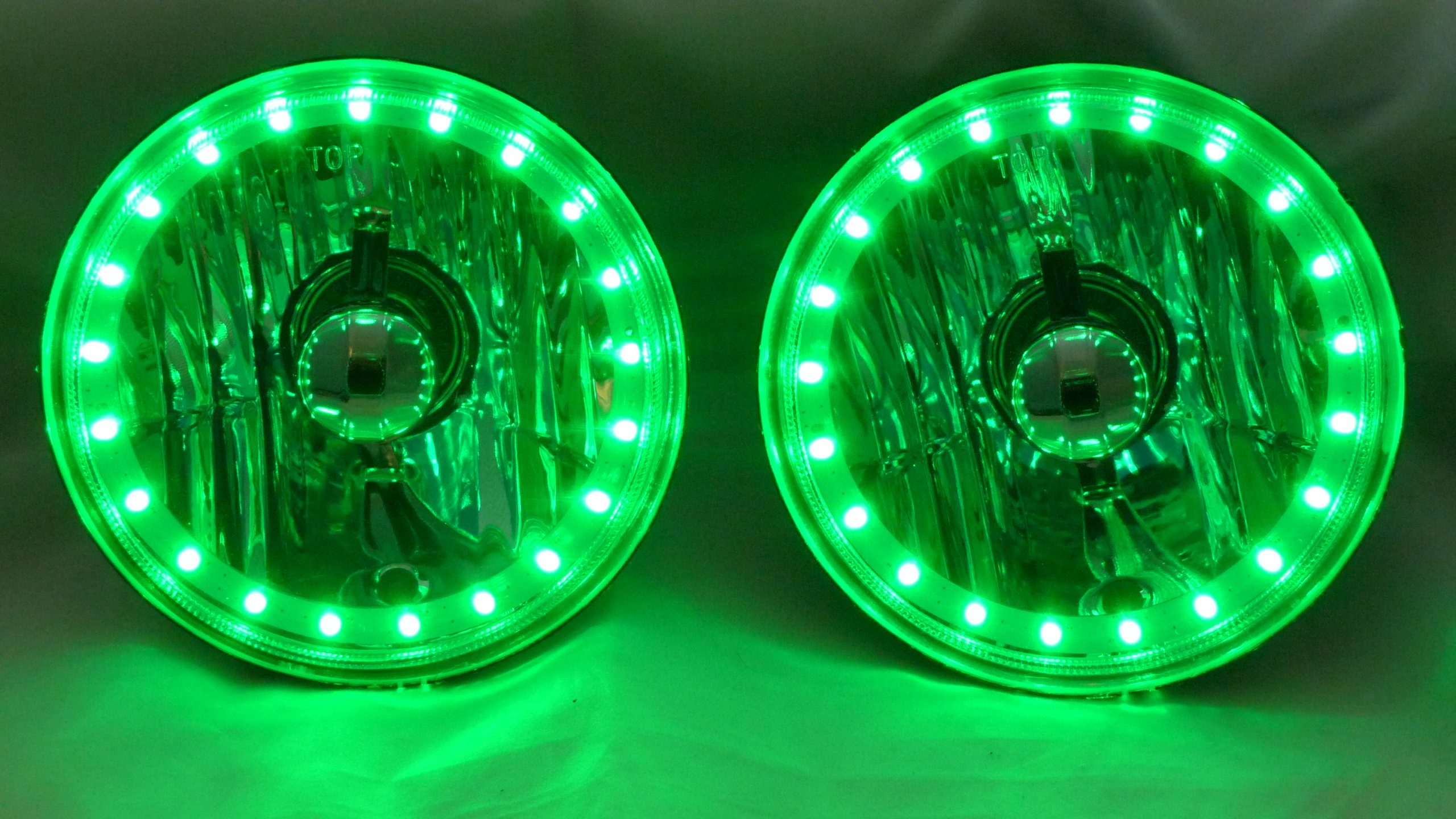 One Pair of 5 3/4 Inch Round Elite Diamond Multi-Color Halo Headlights with Blue Halogen Bulbs - Image 16