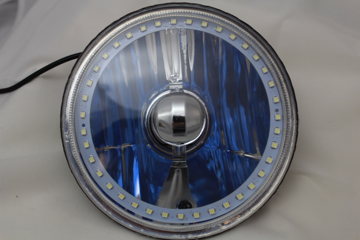 One Each of 5 3/4 Inch Round Elite Diamond Single Color White Halo Headlight with a Blue Halogen Bulb - Image 2