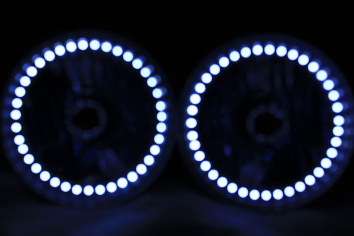 One Pair of 5 3/4 Inch Round Elite Diamond Single Color White Halo Headlights with Blue Halogen Bulbs - Image 2