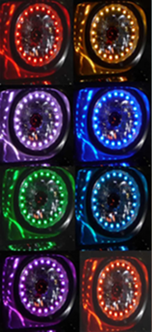 One Pair of 7 Inch Round Elite Diamond Multi-Color Halo Headlights with NovaStar GX LED Bulb - Image 4