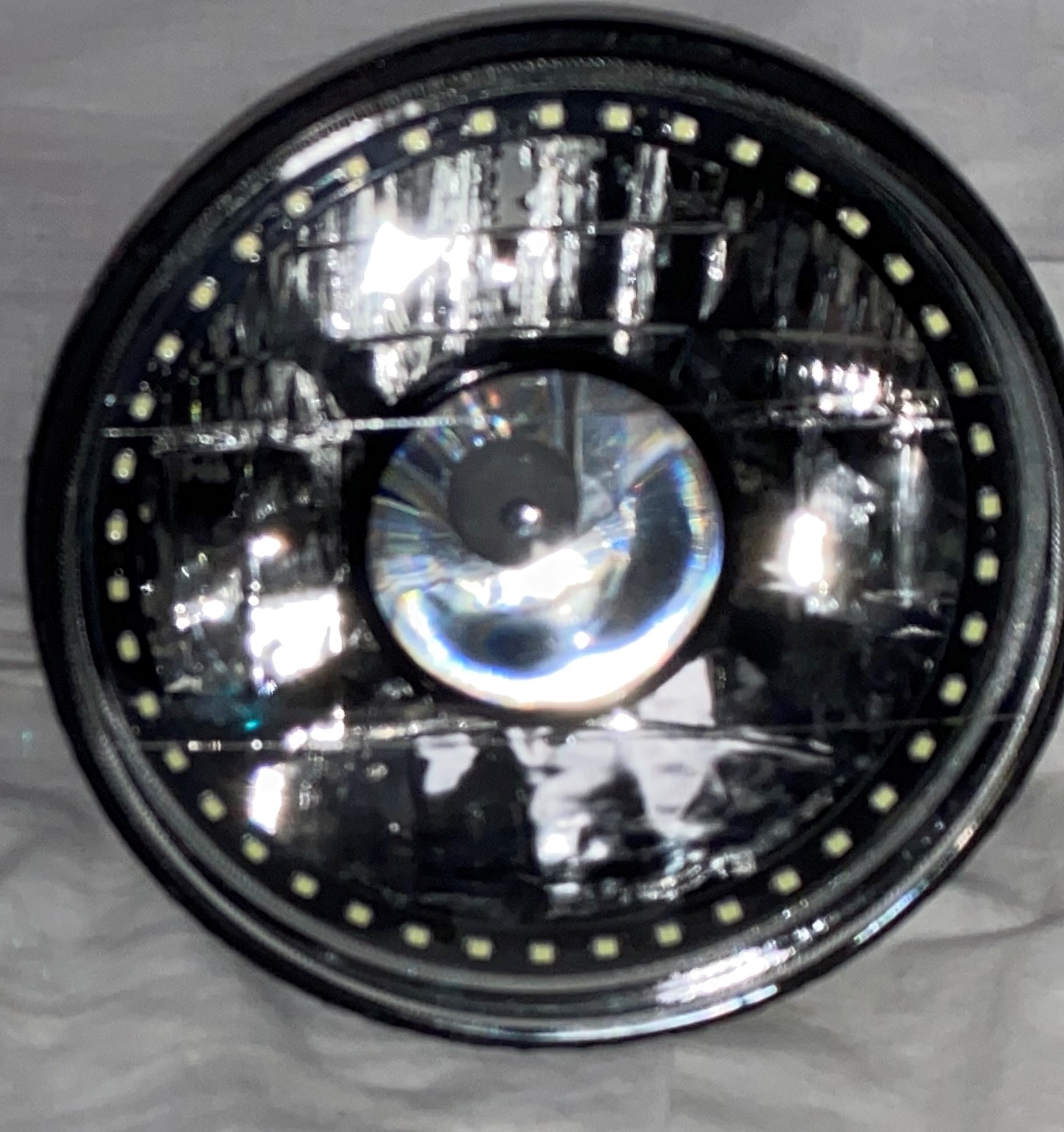 One Each of 7 Inch Round White Diamond Projector Single Color White Halo Black Illusion ™ Headlight with a Clear Halogen Bulb - Image 7