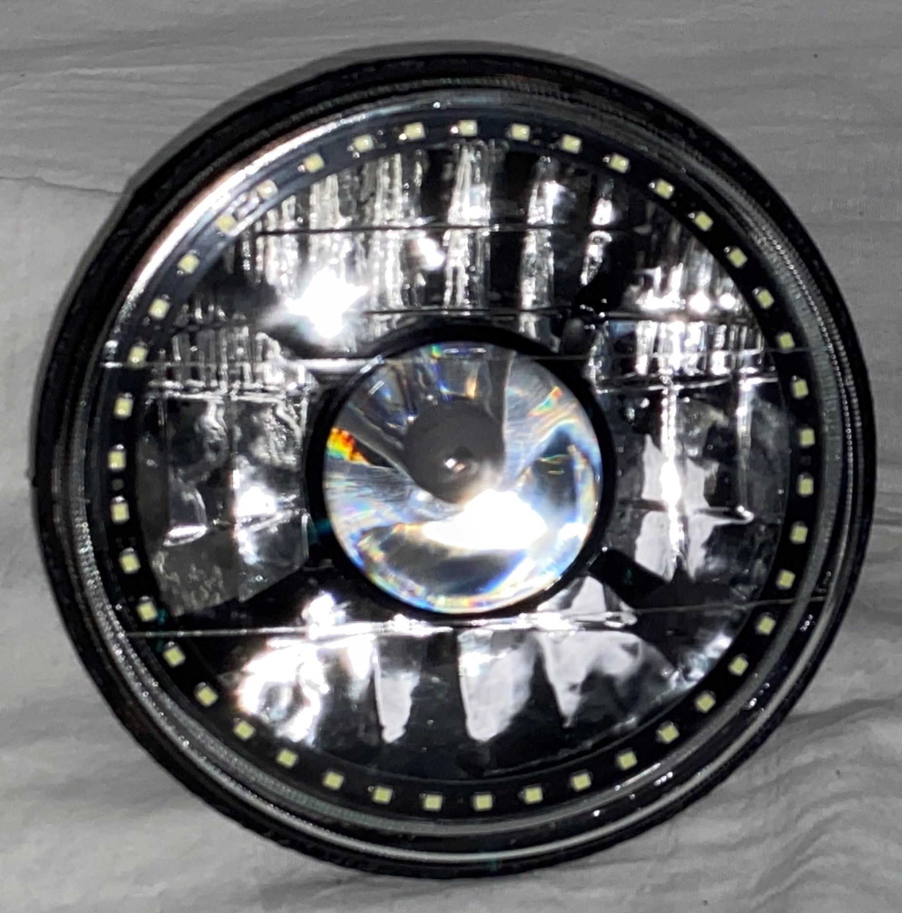 One Each of 7 Inch Round White Diamond Projector Single Color White Halo Black Illusion ™ Headlight with a Clear Halogen Bulb - Image 8