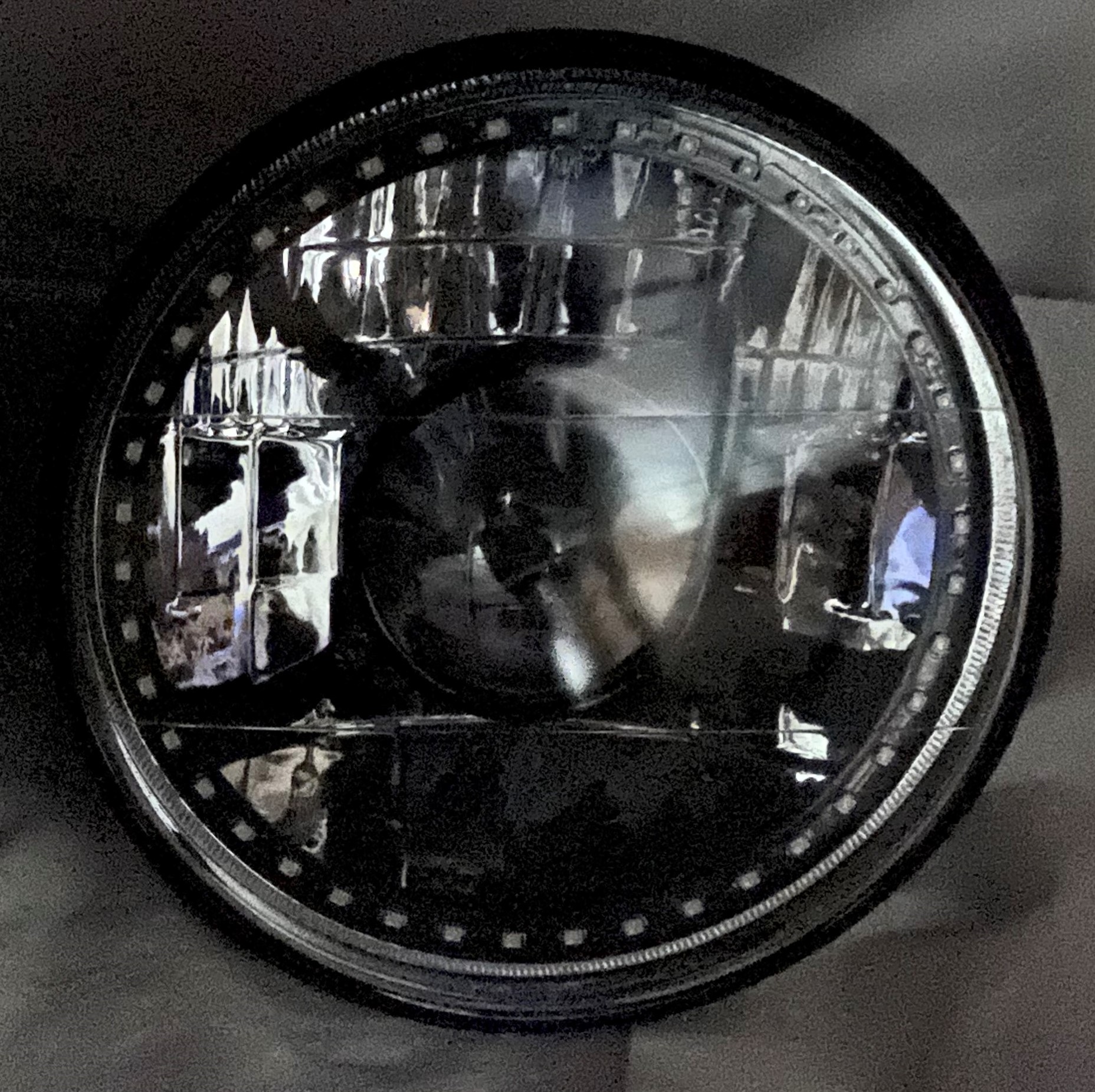 One Each of 7 Inch Round White Diamond Projector Single Color White Halo Black Illusion ™ Headlight with a Clear Halogen Bulb - Image 10