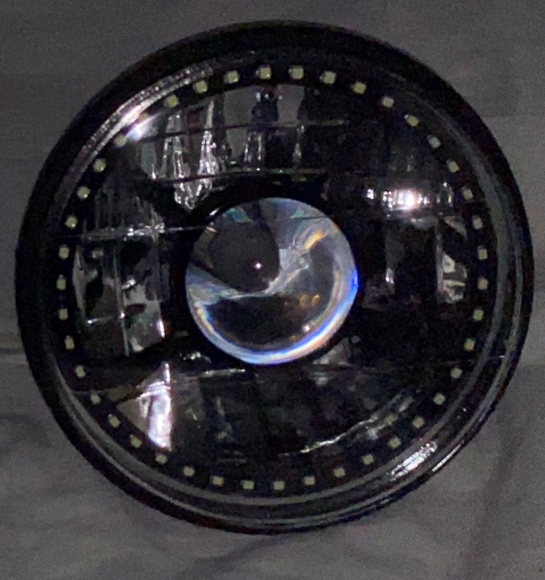 One Each of 7 Inch Round White Diamond Projector Single Color White Halo Black Illusion ™ Headlight with a Clear Halogen Bulb - Image 14