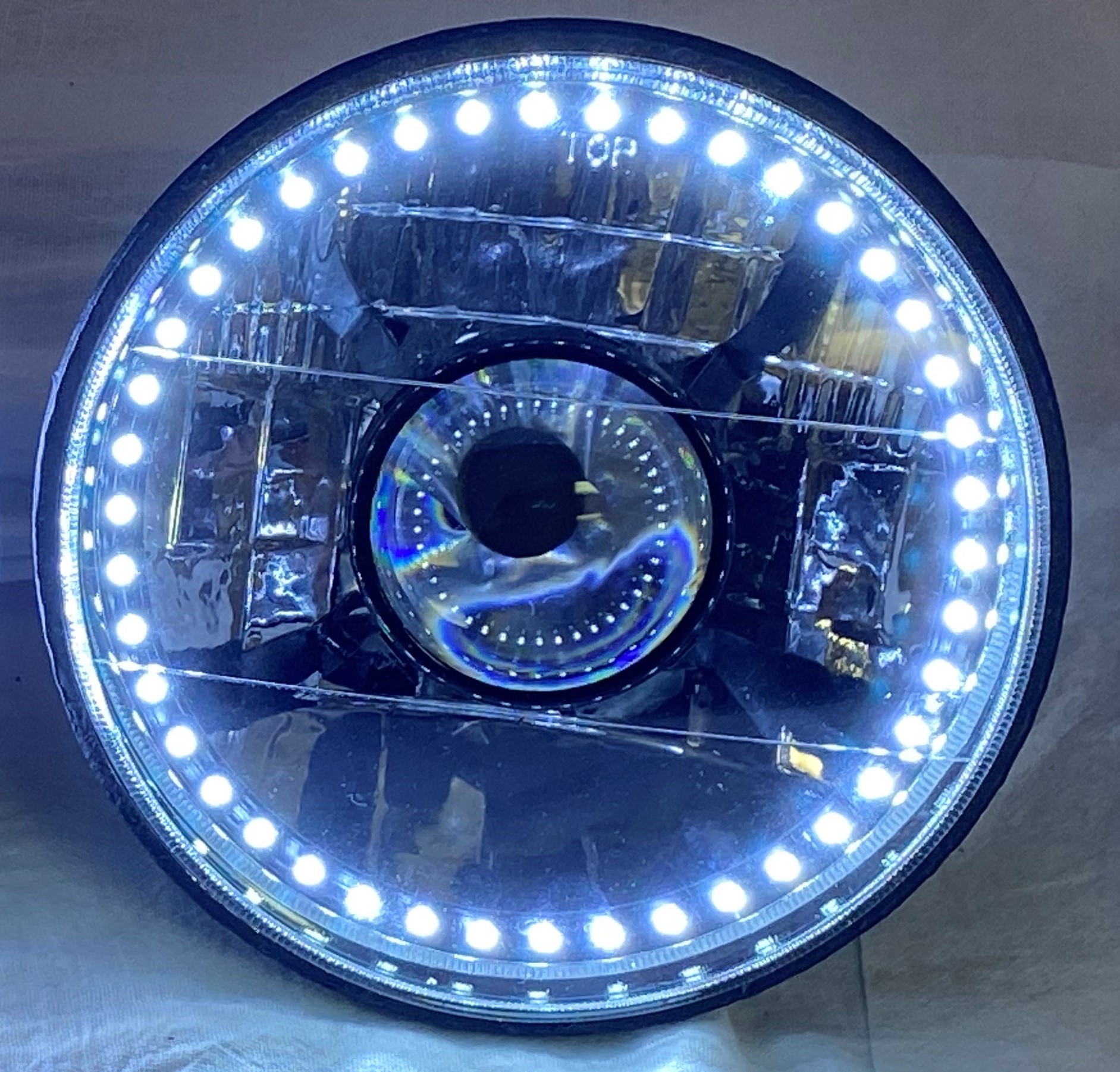 One Each of 7 Inch Round White Diamond Projector Single Color White Halo Black Illusion ™ Headlight with a Clear Halogen Bulb - Image 17