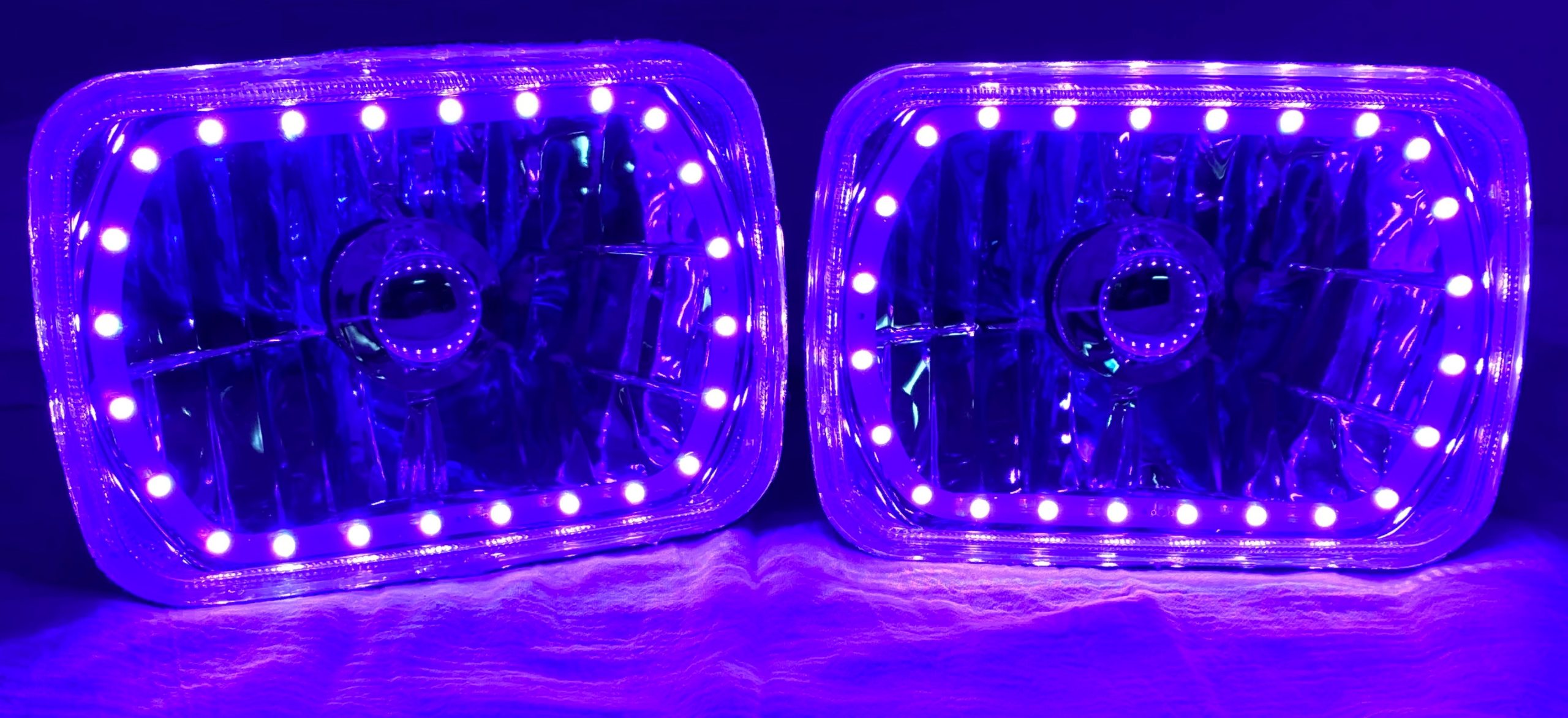 One Pair of 6x7 Inch Rectangle Elite Diamond Multi-Color Halo