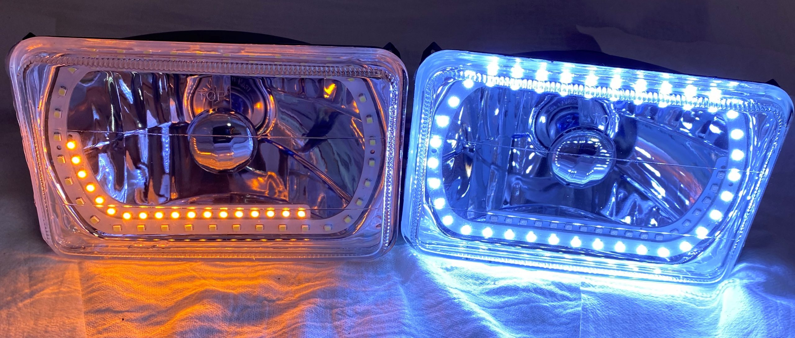 4X6 Blue SMD LED Halo Angel Eye Headlight Headlamp Halogen Light Bulbs Set of 4 