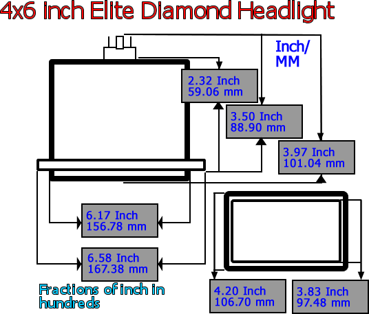 Two Pair of 4x6 Inch Rectangle Elite Diamond Multi-Color Halo Headlights with Blue Halogen Bulbs - Image 3