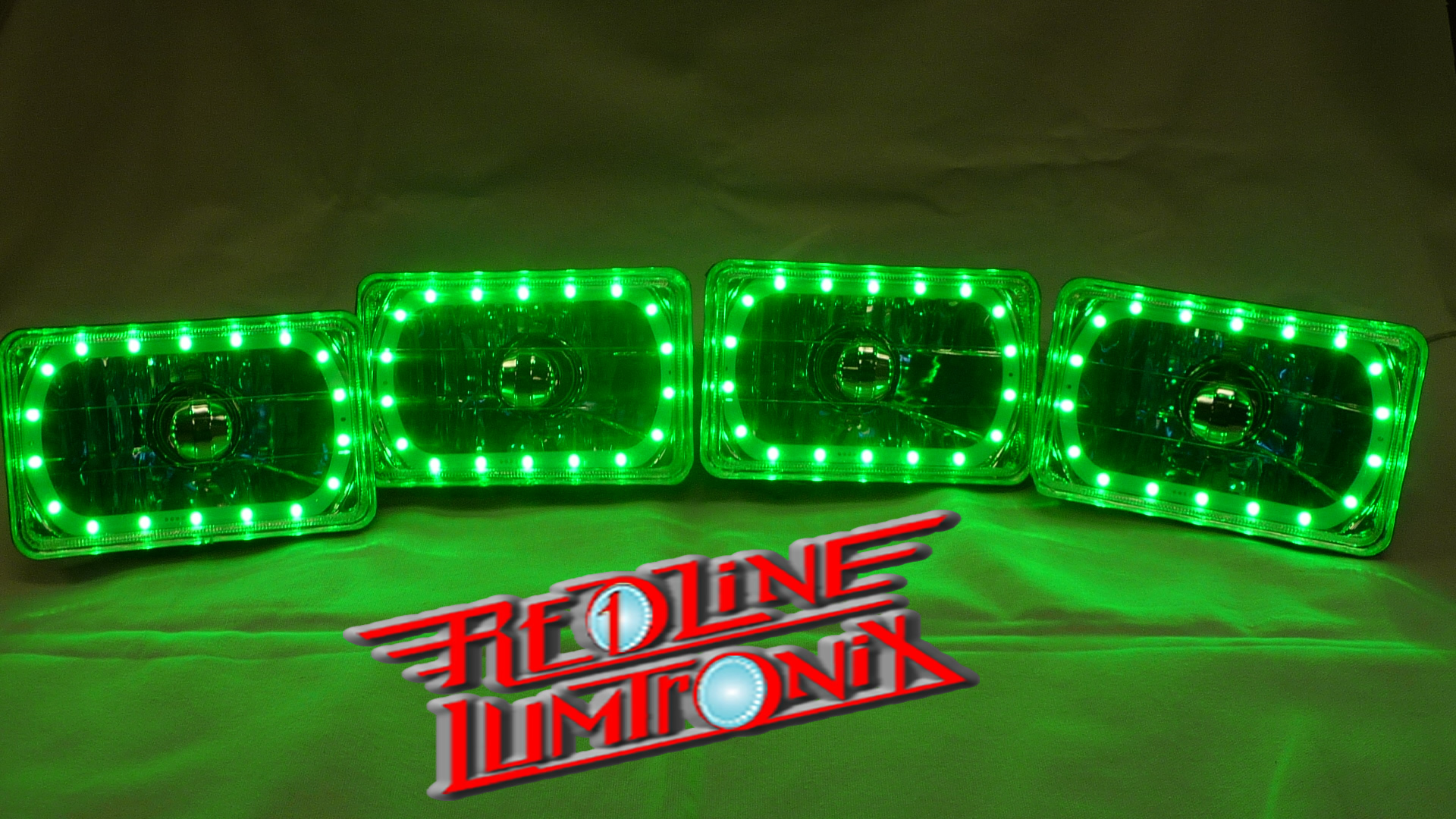 Two Pair of 4x6 Inch Rectangle Elite Diamond Multi-Color Halo Headlights with Blue Halogen Bulbs - Image 5