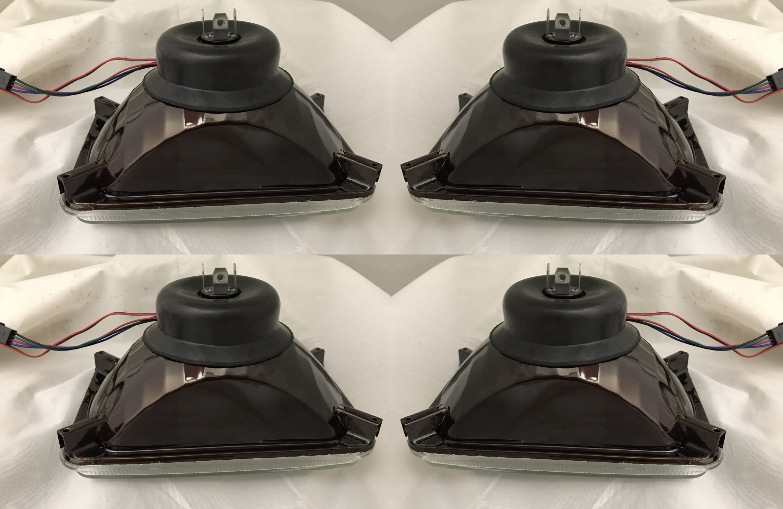 Two Pair of 4x6 Inch Rectangle Elite Diamond Multi-Color Halo Headlights with Blue Halogen Bulbs - Image 11